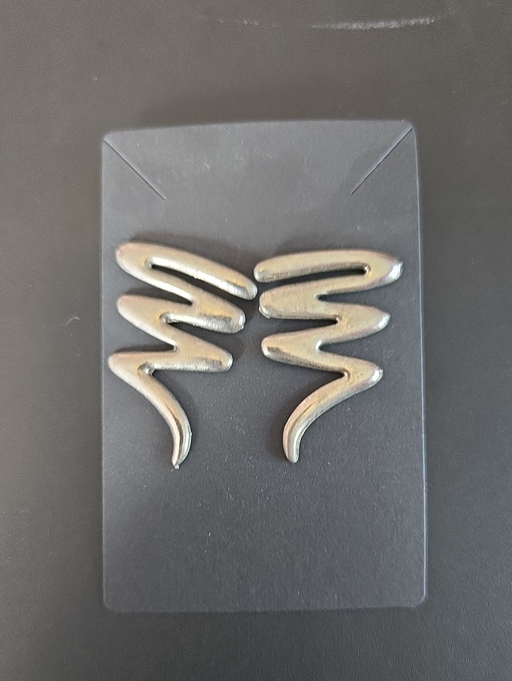 Silver Tone Zig Zag Drop Earrings